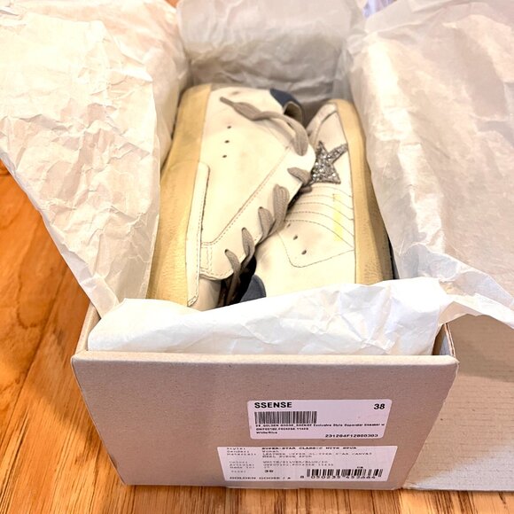 NWB Golden Goose Private Edition SuperStar Sneakers EU 38 Silver Glitter Star - Picture 9 of 11